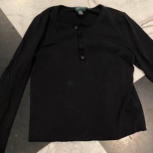 Lauren Ralph Lauren Black Henley Shirt Size L